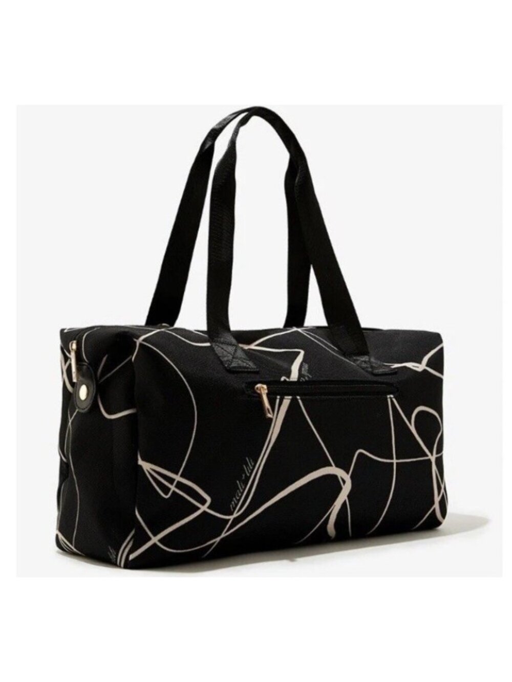 Mali + Lili Signature Neutral Black Abstract Print Weekender Bag ~ NEW With Tags